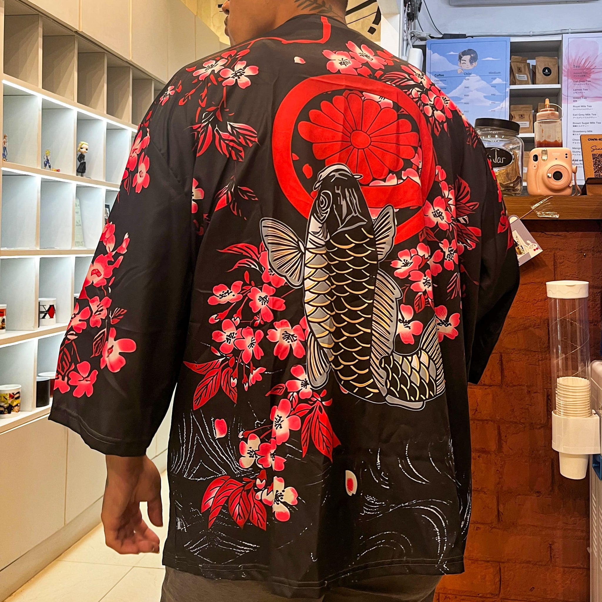Red And Black Fish Kimono