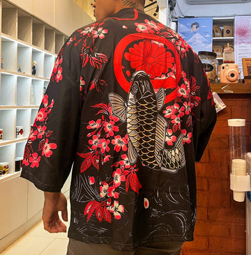 Red And Black Fish Kimono
